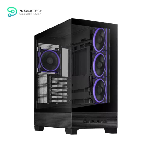 ASUS A31 Plus TG ARGB Black ATX PC Case (Pre-Installed ARGB Fans - Glass Front Panel - Compatible with Hidden Port Motherboards - 360mm Radiators - 380mm Graphics - Black)