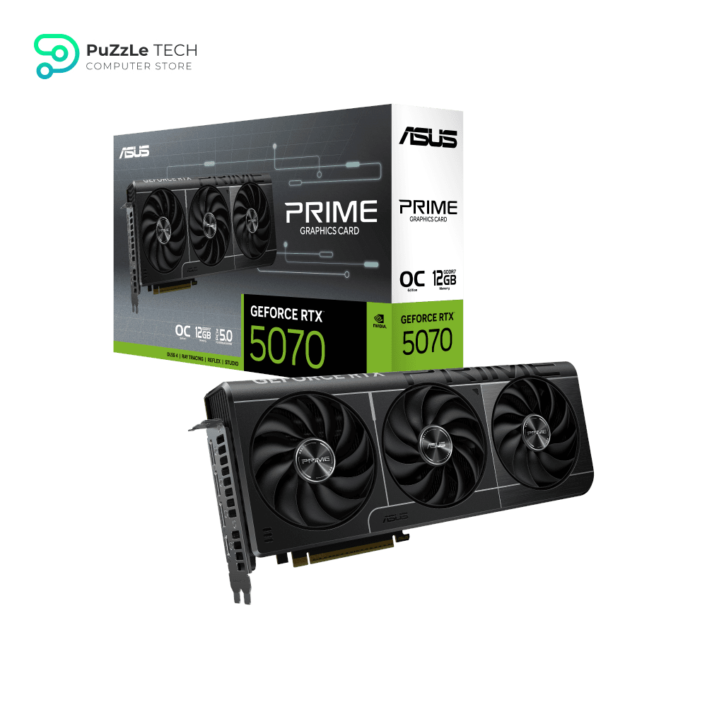 ASUS PRIME GeForce RTX™ 5070 GDDR7 12GB OC Edition Graphics Card (PCIe 5.0, HDMI, Display 2.1, 2.5 Slot, Axial Fans, SFF-Ready)