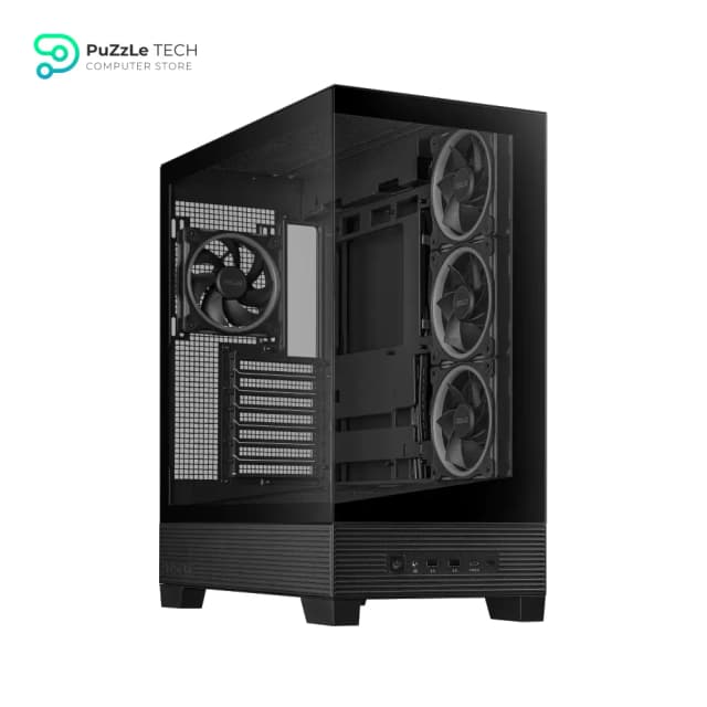 ASUS A31 Plus TG ARGB Black ATX PC Case (Pre-Installed ARGB Fans - Glass Front Panel - Compatible with Hidden Port Motherboards - 360mm Radiators - 380mm Graphics - Black)