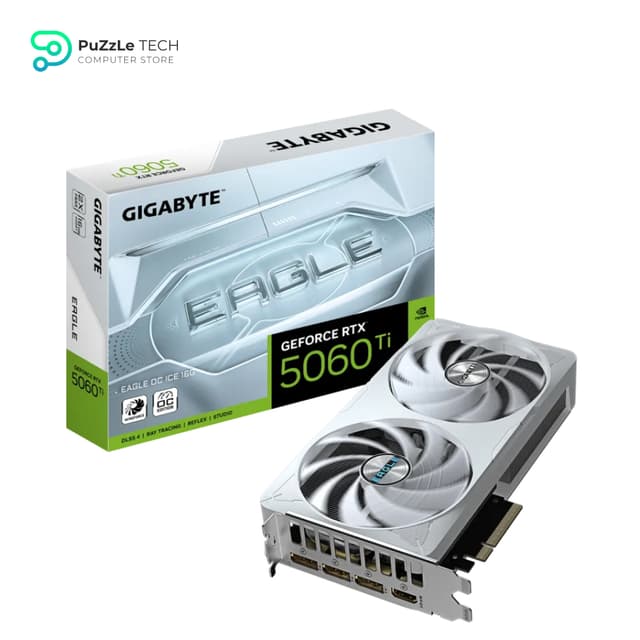 GIGABYTE GeForce RTX 5060 Ti Eagle OC ICE 16G Graphics Card - 16GB 128-bit GDDR7 - PCIe 5.0 - WINDFORCE Cooling System - GV-N506TEAGLEOC ICE-16GD Video Card