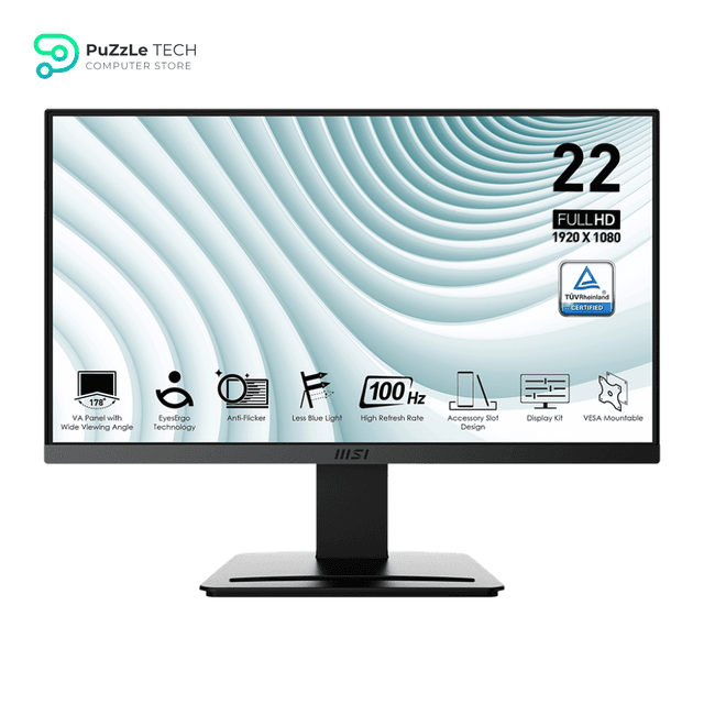MSI PRO MP223 E2 - 22-inch VA 1920 x 1080 (FHD) Computer Monitor - 100Hz - Adaptive-Sync - HDMI - Video Port - Display Port - VESA Mountable - Tilt - 1ms - Black
