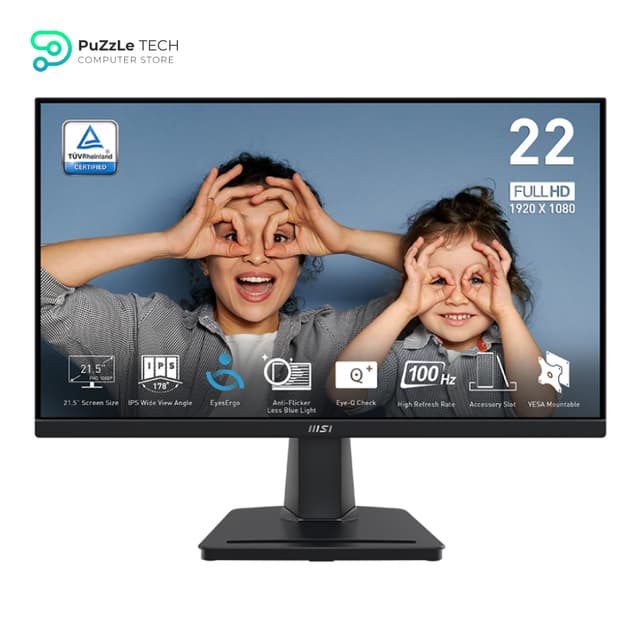 MSI PRO MP225 21.5 Inch Full HD Office Monitor - 1920 x 1080 IPS Panel - 100 Hz - Eye-Friendly Screen Tilt-Adjustable - HDMI D-Sub (VGA)