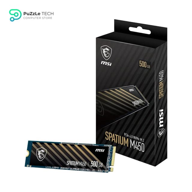 MSI SPATIUM M450 PCIe 4.0 NVMe M.2 500G - Up To 3600MB/s Read - 2300MB/s Write - PHISON E19T - 3D NAND - M.2 2280 - 300TBW