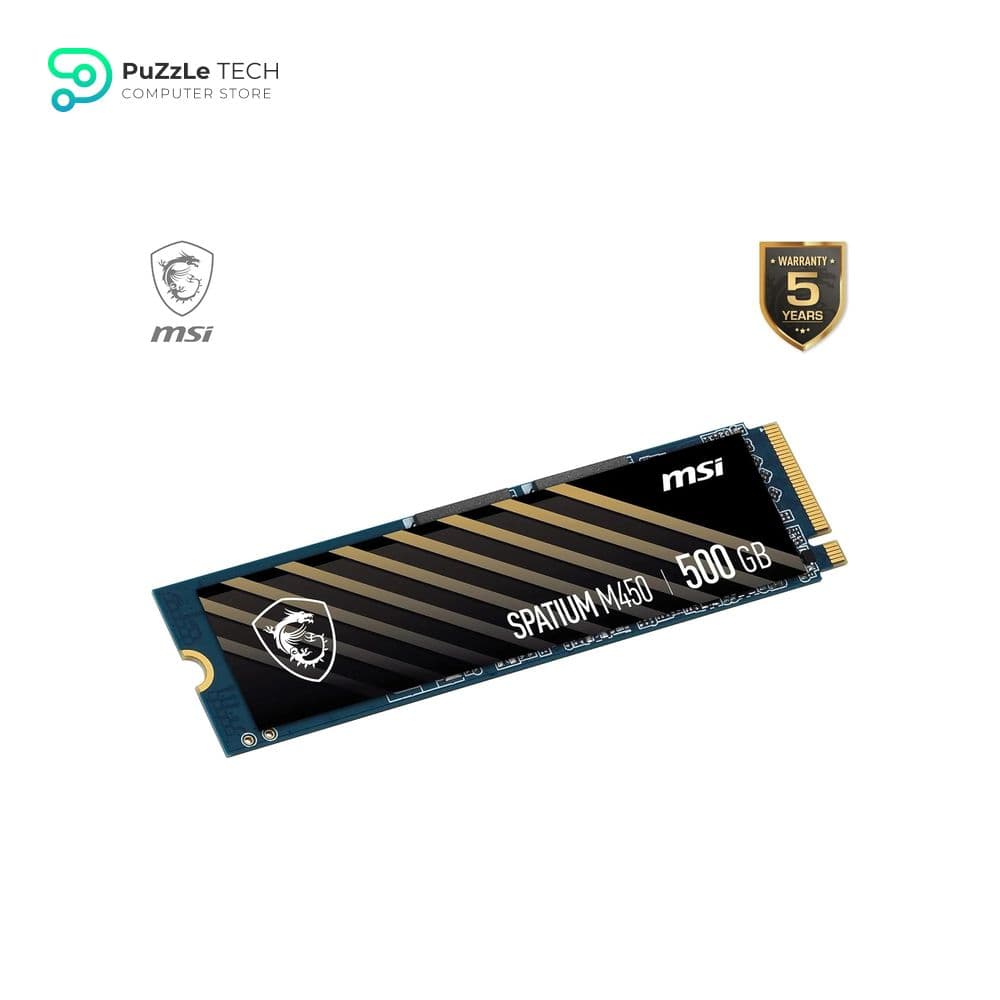 MSI SPATIUM M450 PCIe 4.0 NVMe M.2 500G - Up To 3600MB/s Read - 2300MB/s Write - PHISON E19T - 3D NAND - M.2 2280 - 300TBW