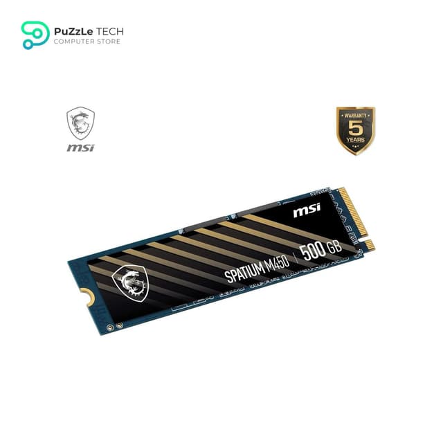 MSI SPATIUM M450 PCIe 4.0 NVMe M.2 500G - Up To 3600MB/s Read - 2300MB/s Write - PHISON E19T - 3D NAND - M.2 2280 - 300TBW