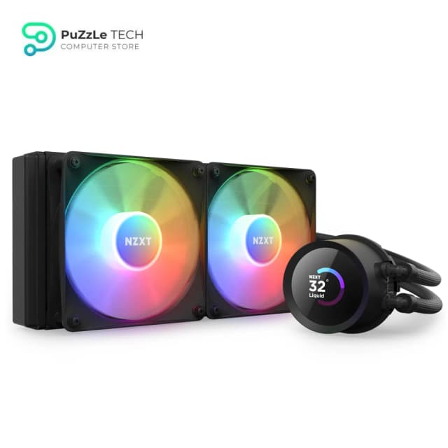 NZXT Kraken 240 RGB - 240mm AIO CPU Liquid Cooler - Customizable 1.54 Square LCD Display for Images - Performance Metrics - High-Performance Pump - 2 x F120 RGB Core Fans - Black