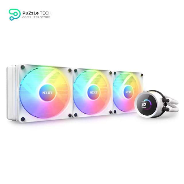 NZXT Kraken 360 RGB - 360mm AIO CPU Liquid Cooler - Customizable 1.54 Square LCD Display for Images - Performance Metrics - High-Performance Pump - 3 x F120 RGB Core Fans - White