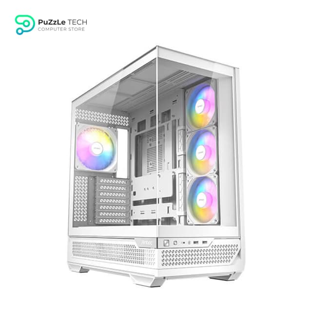 Antec C7 ARGB White - RTX 40 GPU Support - 4 x 120mm ARGB PWM Fans Included - Vertical GPU Cooling - Type-C 10Gbps - Seamless Tempered Glass Front & Side Panels - 360mm Radiator Support - Mid-Tower E-ATX PC Case