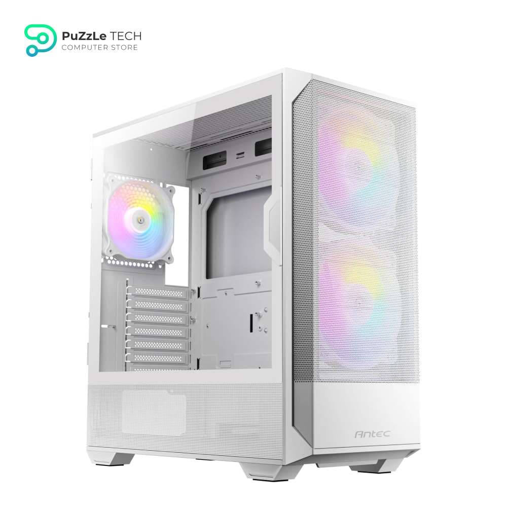 ANTEC NX416L White, High Airflow Mesh Front Panel, 2 x 160mm & 1 x 120mm ARGB Fans Included, Type-C, Tempered Glass Hinge Side Panel, Up to 11 Fans, 360mm Radiator Support, Mid-Tower ATX Gaming Case