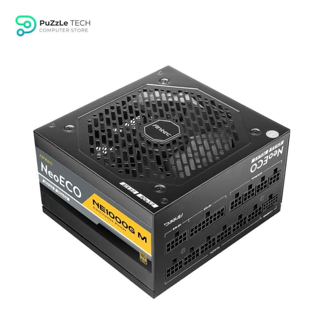 ANTEC NeoECO, NE1000G M ATX3.0, 1000W Full Modular PSU, 80 Plus Gold Certified, PCIE 5.0 Support, PhaseWave Design, Japanese Caps, Zero RPM Manager, Silent 120mm Fan, 10-Year Warranty