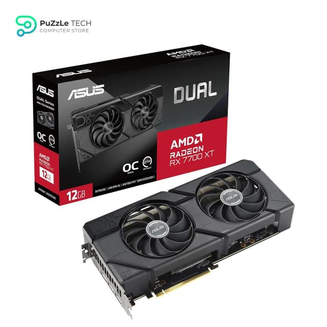 ASUS DUAL AMD Radeon RX 7700 XT OC Edition Scheda Grafica 12 GB GDDR6 - 192 Bit - PCIe 4.0 - HDMI - DisplayPort - Nero - DUAL-RX7700XT-O12G