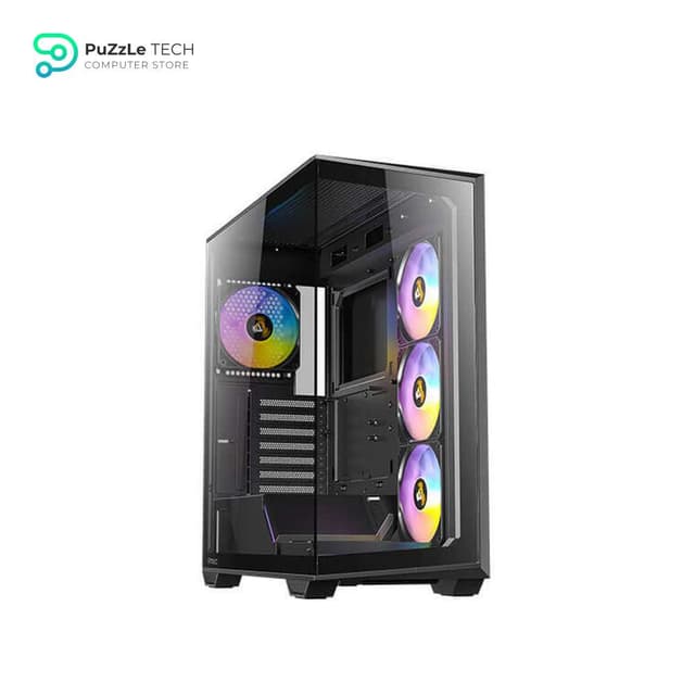 Antec C3 ARGB, 3 x 120mm & 1 x 120mm ARGB PWM Fans Included, Up to 8 Fans Simultaneously, Type-C, Seamless Tempered Glass Front & Side Panels, 360mm Radiator Support, Mid-Tower ATX PC Case