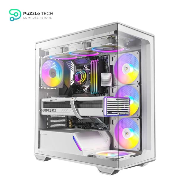 Antec C3 ARGB White, 3 x 120mm & 1 x 120mm ARGB PWM Fans Included, Up to 8 Fans Simultaneously, Type-C, Seamless Tempered Glass Front & Side Panels, 360mm Radiator Support, Mid-Tower ATX PC Case