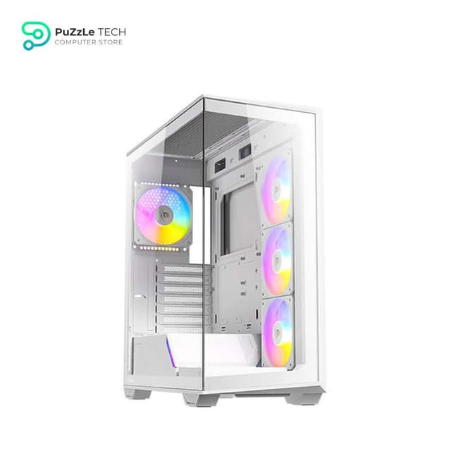 Antec C3 ARGB White, 3 x 120mm & 1 x 120mm ARGB PWM Fans Included, Up to 8 Fans Simultaneously, Type-C, Seamless Tempered Glass Front & Side Panels, 360mm Radiator Support, Mid-Tower ATX PC Case