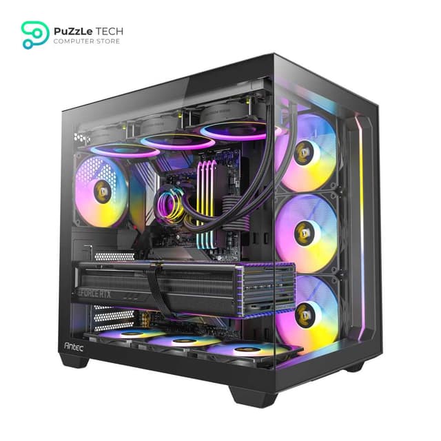 Antec C5 ARGB, 7 x 120mm ARGB PWM Fans Included, Up to 10 Fans Simultaneously, Type-C 3.2 Gen 2 Port, Seamless Tempered Glass Front & Side Panels, 360mm Radiator Support, Mid-Tower ATX PC Case