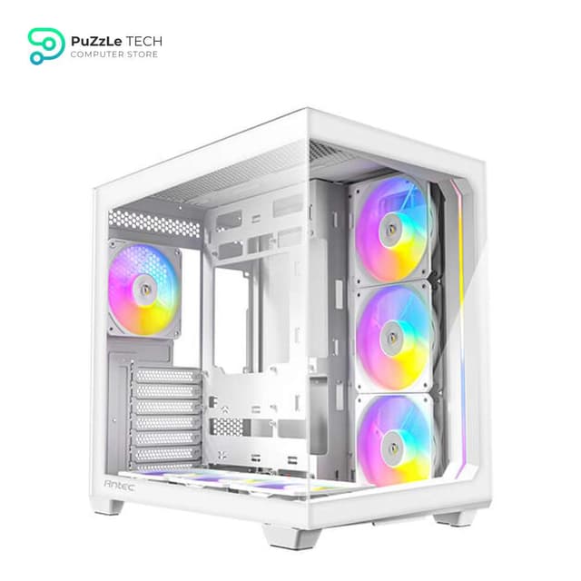 Antec C5 ARGB White, 7 x 120mm ARGB PWM Fans Included, Up to 10 Fans Simultaneously, Type-C 3.2 Gen 2 Port, Seamless Tempered Glass Front & Side Panels, 360mm Radiator Support, Mid-Tower ATX PC Case