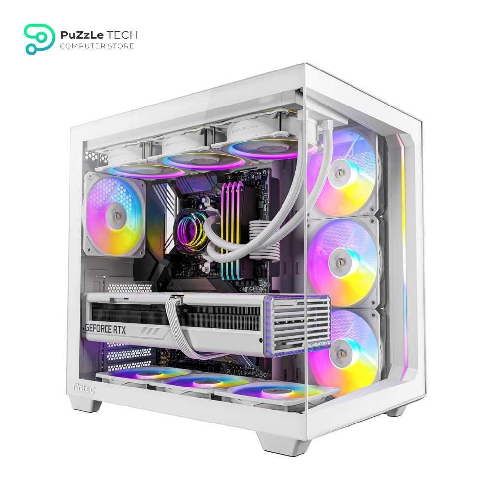 Antec C5 ARGB White, 7 x 120mm ARGB PWM Fans Included, Up to 10 Fans Simultaneously, Type-C 3.2 Gen 2 Port, Seamless Tempered Glass Front & Side Panels, 360mm Radiator Support, Mid-Tower ATX PC Case