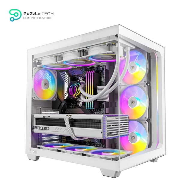 Antec C5 ARGB White, 7 x 120mm ARGB PWM Fans Included, Up to 10 Fans Simultaneously, Type-C 3.2 Gen 2 Port, Seamless Tempered Glass Front & Side Panels, 360mm Radiator Support, Mid-Tower ATX PC Case
