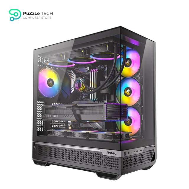 Antec C7 ARGB - RTX 40 GPU Support - 4 x 120mm ARGB PWM Fans Included - Vertical GPU Cooling - Type-C 10Gbps - Seamless Tempered Glass Front & Side Panels - 360mm Radiator Support - Mid-Tower E-ATX PC Case