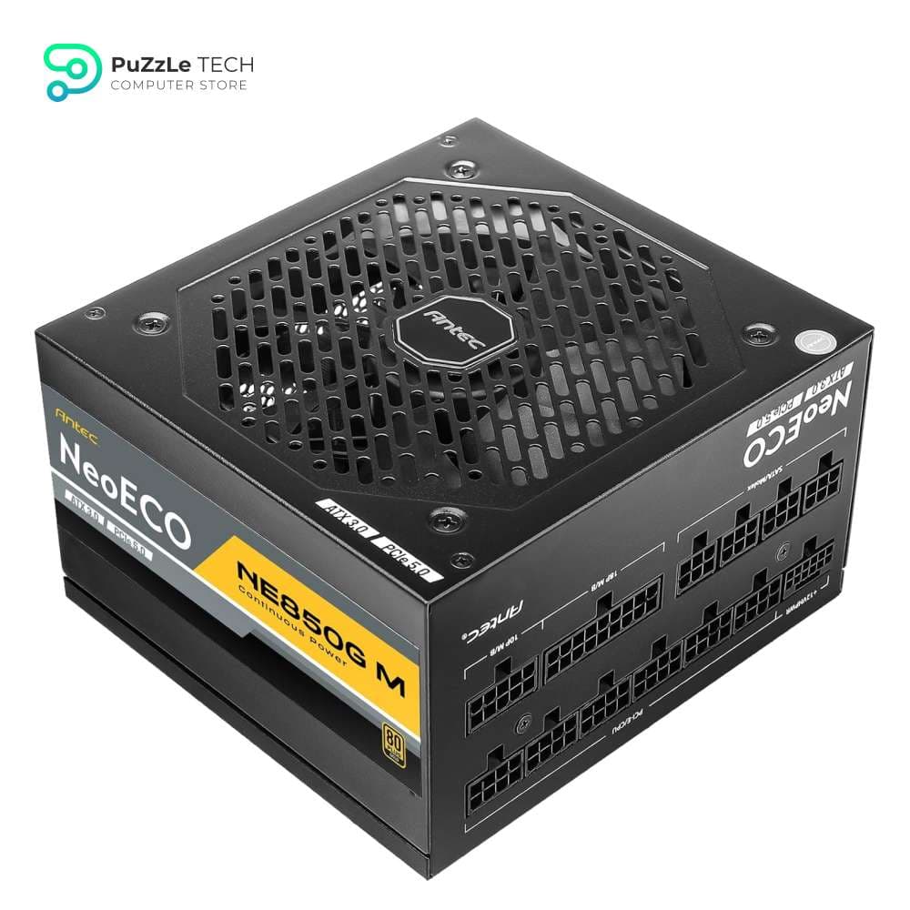 Antec NeoECO, NE850G M ATX3.0, 850W Full Modular PSU, 80 Plus Gold Certified, PCIE 5.0 Support, PhaseWave Design, Japanese Caps, Zero RPM Manager, Silent 120mm Fan, 10-Year Warranty