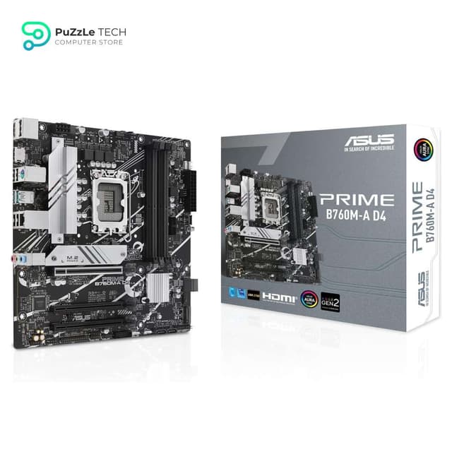Asus PRIME B760M-A D4-CSM LGA1700 DDR4 - PCIe 4.0 - 2x M.2 slots - Realtek 2.5Gb Ethernet - DisplayPort - Dual HDMI - SATA 6 Gbps - rear USB 3.2 Gen 2 - front USB 3.2 Gen 1 Type-C - Aura Sync