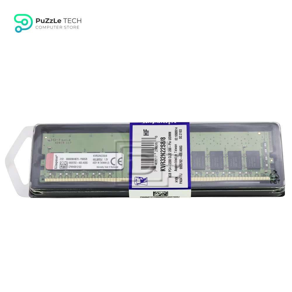 Kingston KVR32N22S8/8 DDR4 PC4-25600 CL22 1Rx8 Unbuffered NON-ECC DDR4-3200MT/S 1.2V 8GB Desktop RAM Memory Module