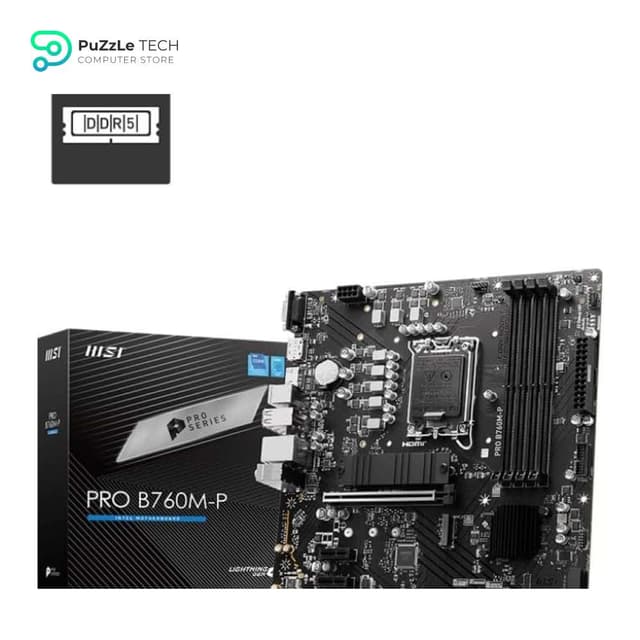 MSI PRO B760M-P Motherboard - Micro-ATX - Supports 12th and 13th Gen Intel Core Processors - LGA 1700 - DDR5 Memory Boost 6800+MHz/OC - PCIe 4.0 x16 Slot - M.2 Gen4 Slots