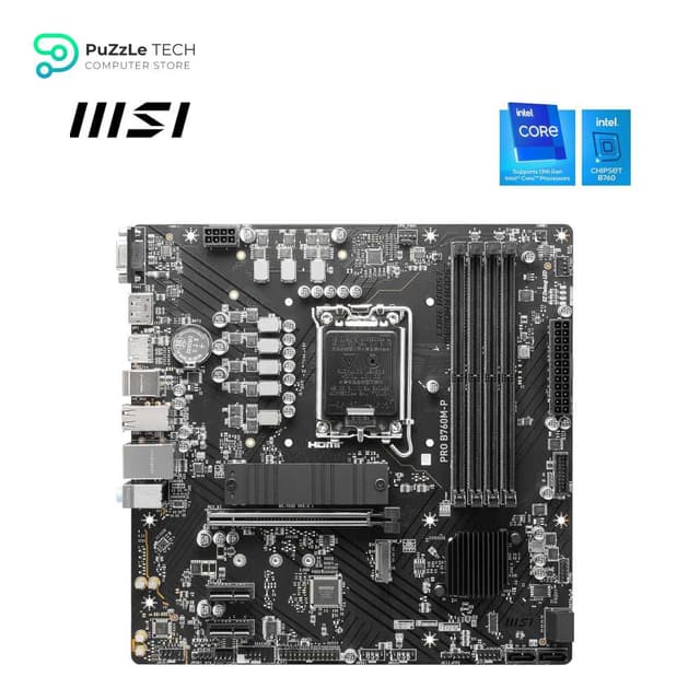 MSI PRO B760M-P Motherboard - Micro-ATX - Supports 12th and 13th Gen Intel Core Processors - LGA 1700 - DDR5 Memory Boost 6800+MHz/OC - PCIe 4.0 x16 Slot - M.2 Gen4 Slots