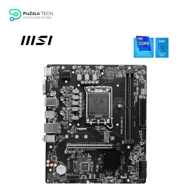 MSI PRO H610M-E Motherboard - Micro-ATX - Supports 14th/13th/12th Gen Intel Core Processors - LGA 1700 - DDR5 Memory Boost 5600MHz/MAX - PCIe 4.0 x16 Slot - M.2 Gen3 Slot