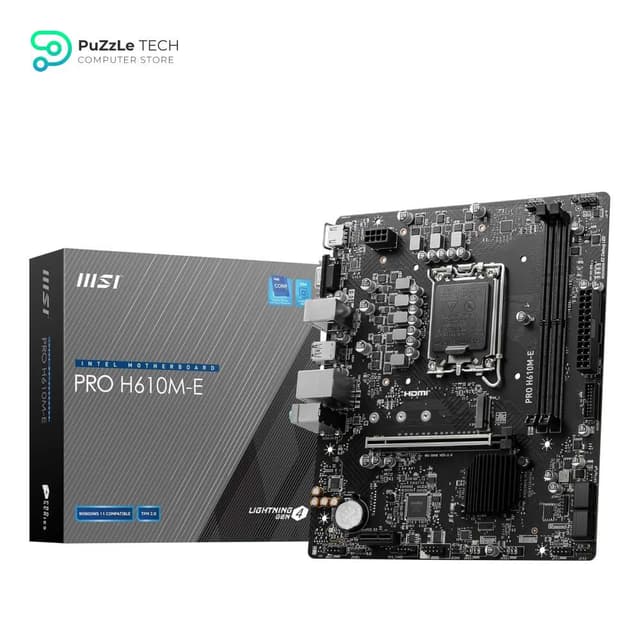 MSI PRO H610M-E Motherboard - Micro-ATX - Supports 14th/13th/12th Gen Intel Core Processors - LGA 1700 - DDR5 Memory Boost 5600MHz/MAX - PCIe 4.0 x16 Slot - M.2 Gen3 Slot