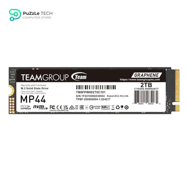 TEAMGROUP MP44 2TB SLC Cache Gen 4x4 M.2 2280 PCIe 4.0 w/ NVMe Laptop & Desktop & NUC & NAS SSD Read/Write Speed Up to 7400 / 6400MB/s