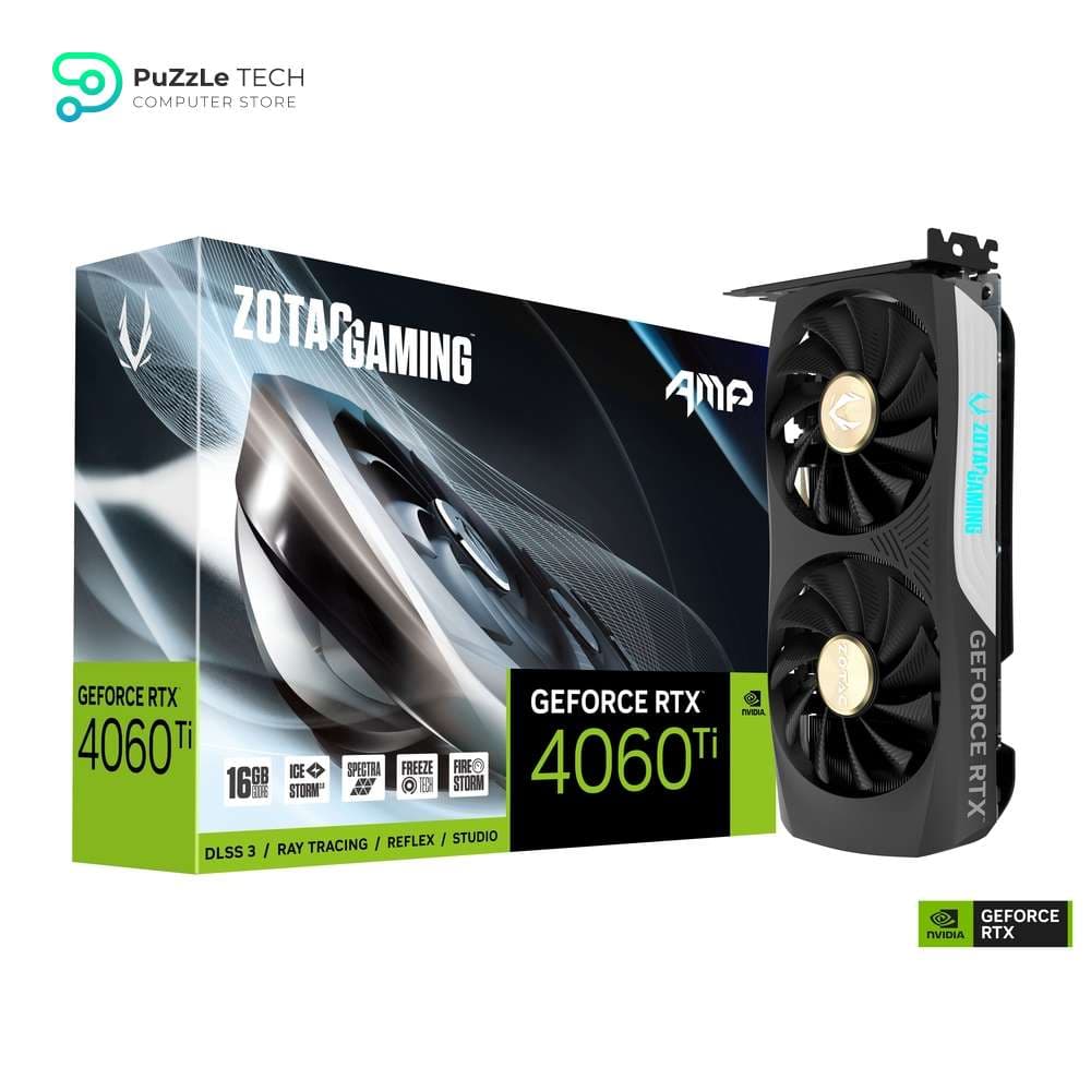 ZOTAC Gaming GeForce RTX 4060 Ti 16GB AMP DLSS 3 16GB GDDR6 128-bit 18 Gbps PCIE 4.0 Compact Gaming Graphics Card IceStorm 2.0 Advanced Cooling Spectra RGB Lighting